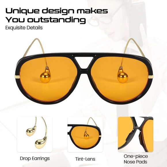 Oversized Aviator Sunglasses Women Large Square UV Protection Stylish Shades